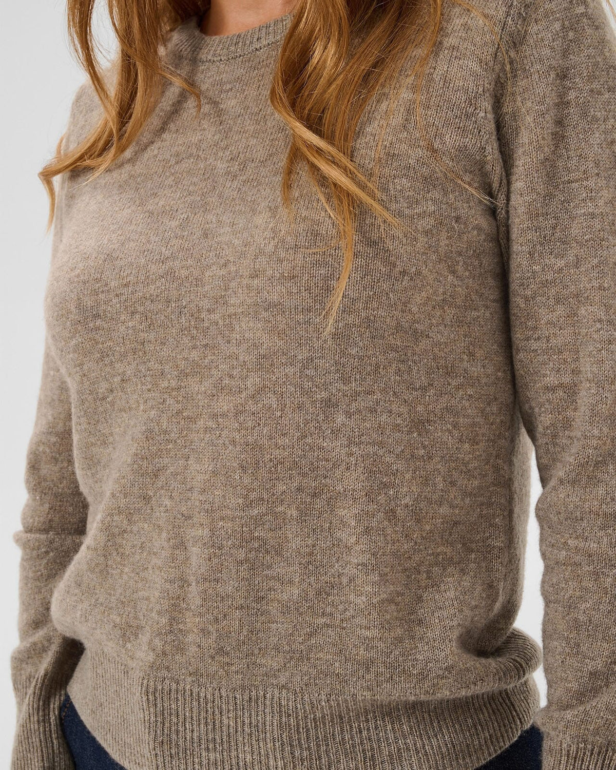 KAFFE Strikkegenser Cashie Ull - Desert Taupe Melange