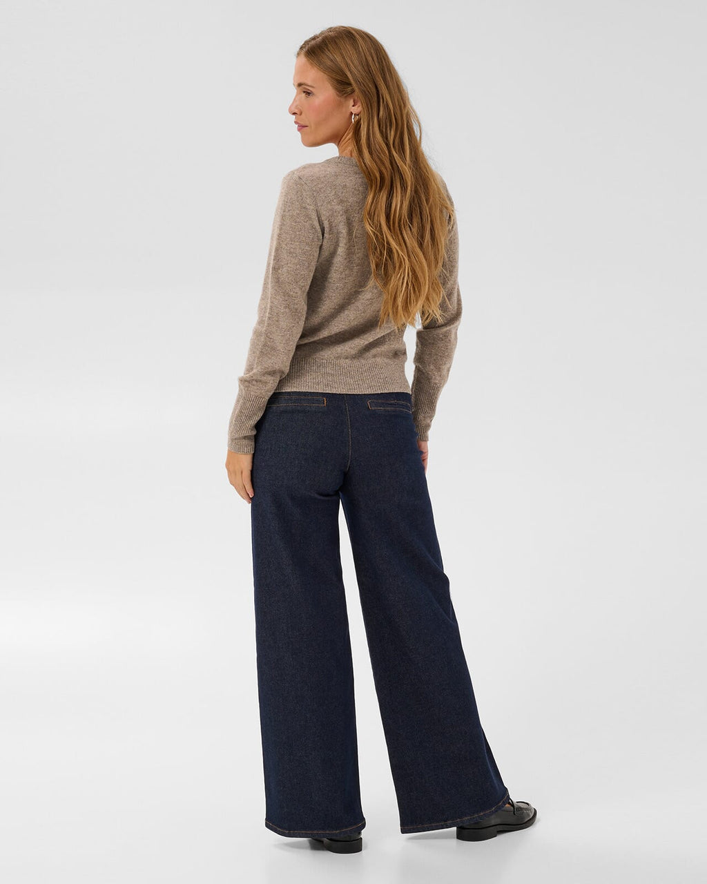 KAFFE Strikkegenser Cashie Ull - Desert Taupe Melange