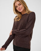 KAFFE Genser Regina Pleat LS - Black Coffee