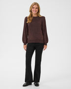 KAFFE Genser Regina Pleat LS - Black Coffee