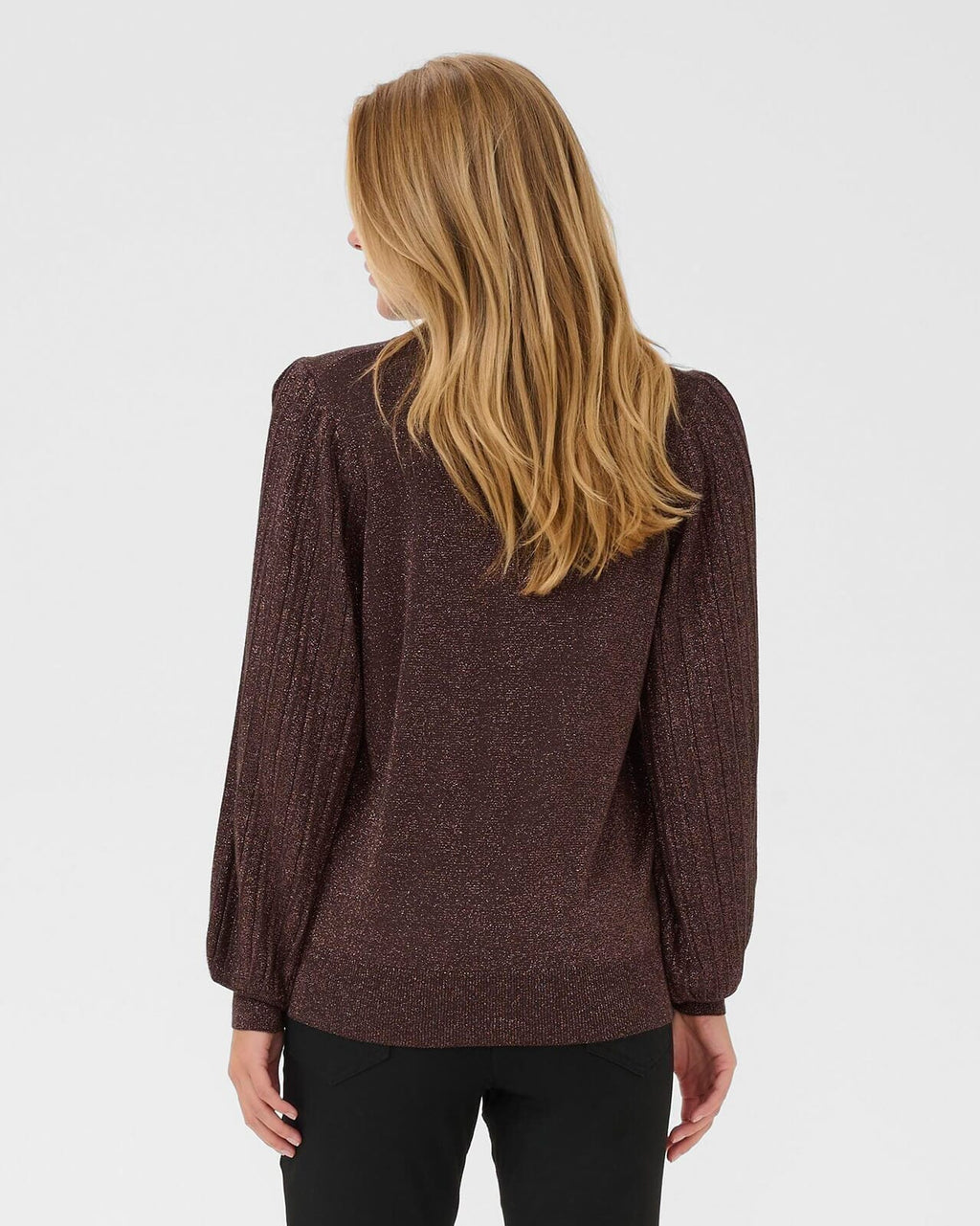 KAFFE Genser Regina Pleat LS - Black Coffee