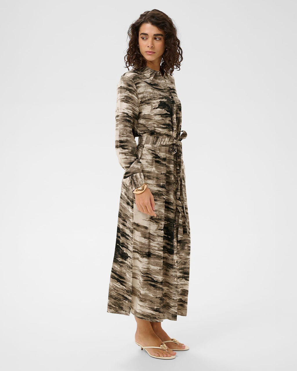 KAFFE Skjortekjole Keri Shirt Dress - Feather Grey Abstract