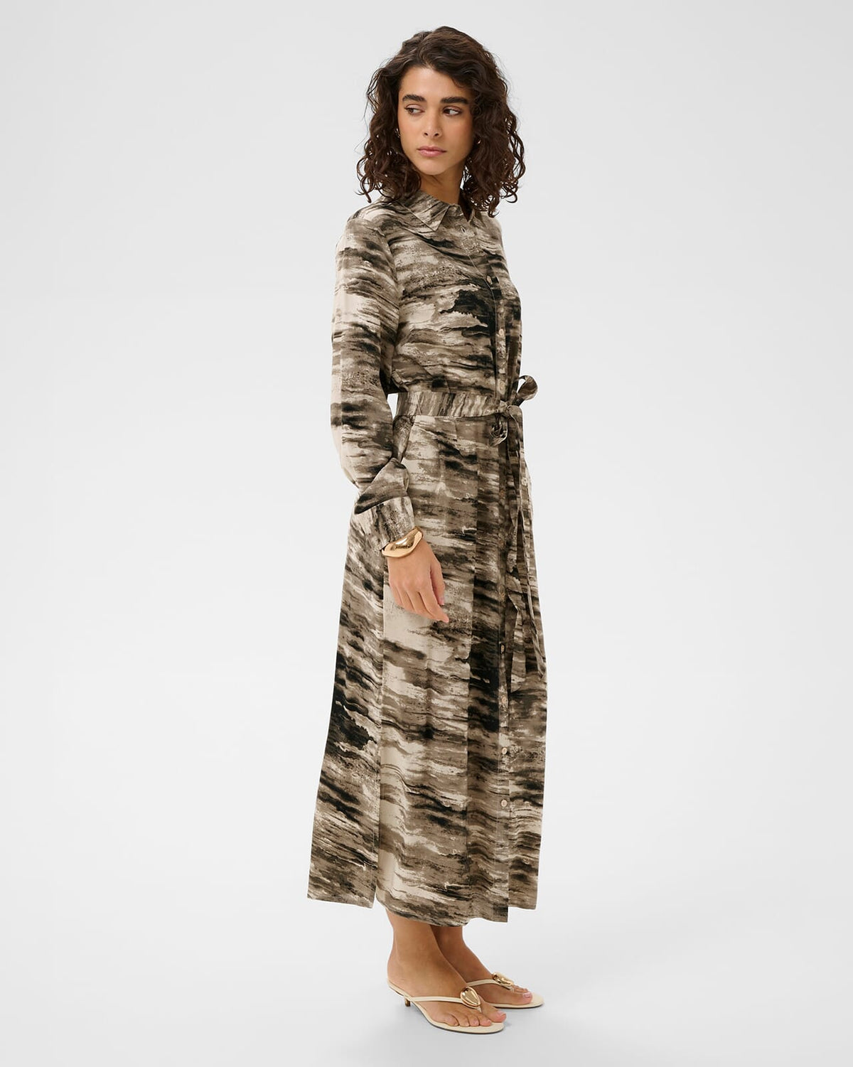 KAFFE Skjortekjole Keri Shirt Dress - Feather Grey Abstract