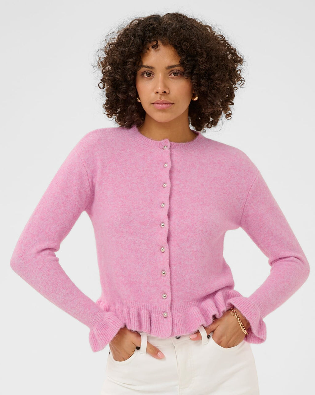 KAFFE Cardigan Emma Frill - Pink Frosting Melange
