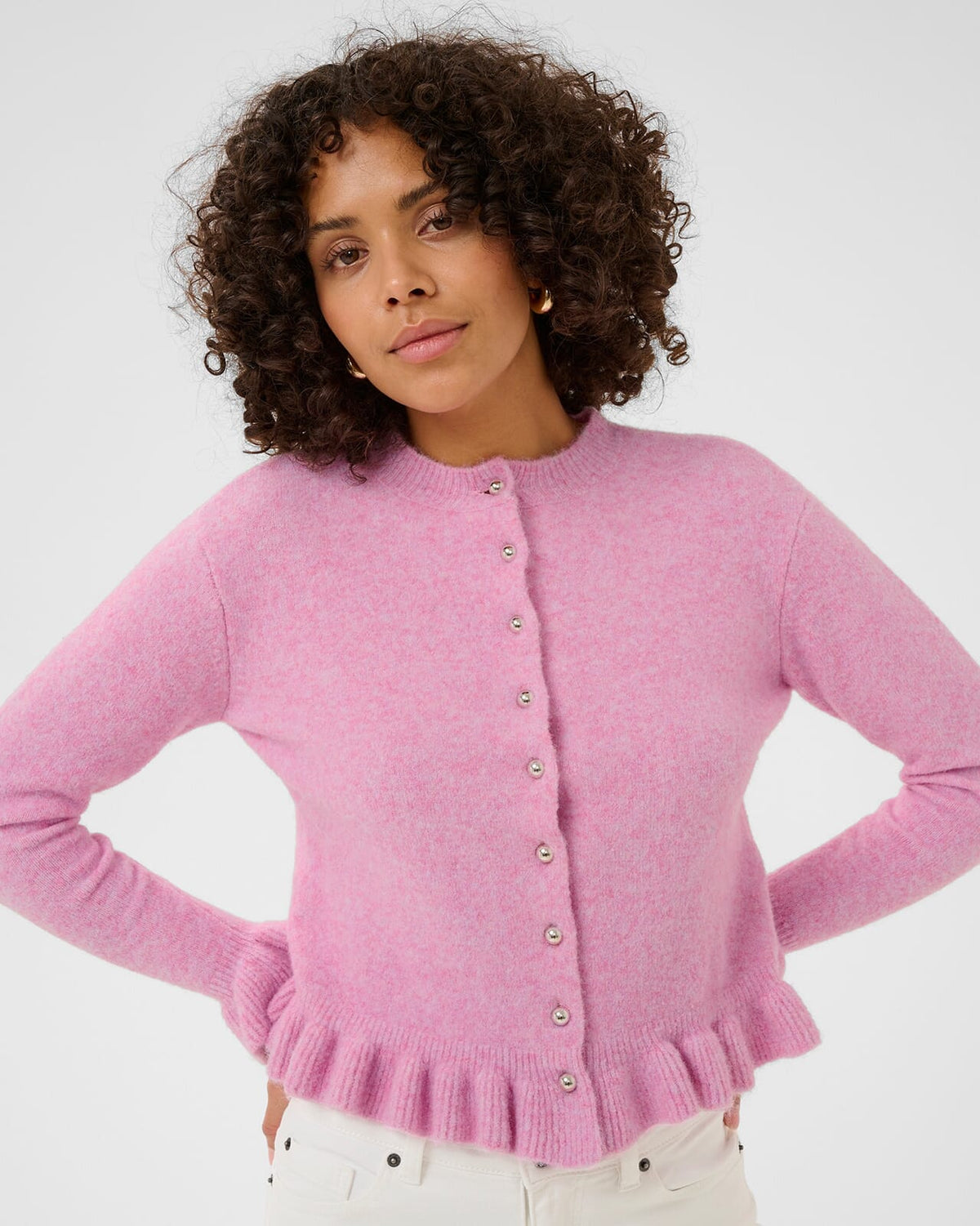 KAFFE Cardigan Emma Frill - Pink Frosting Melange