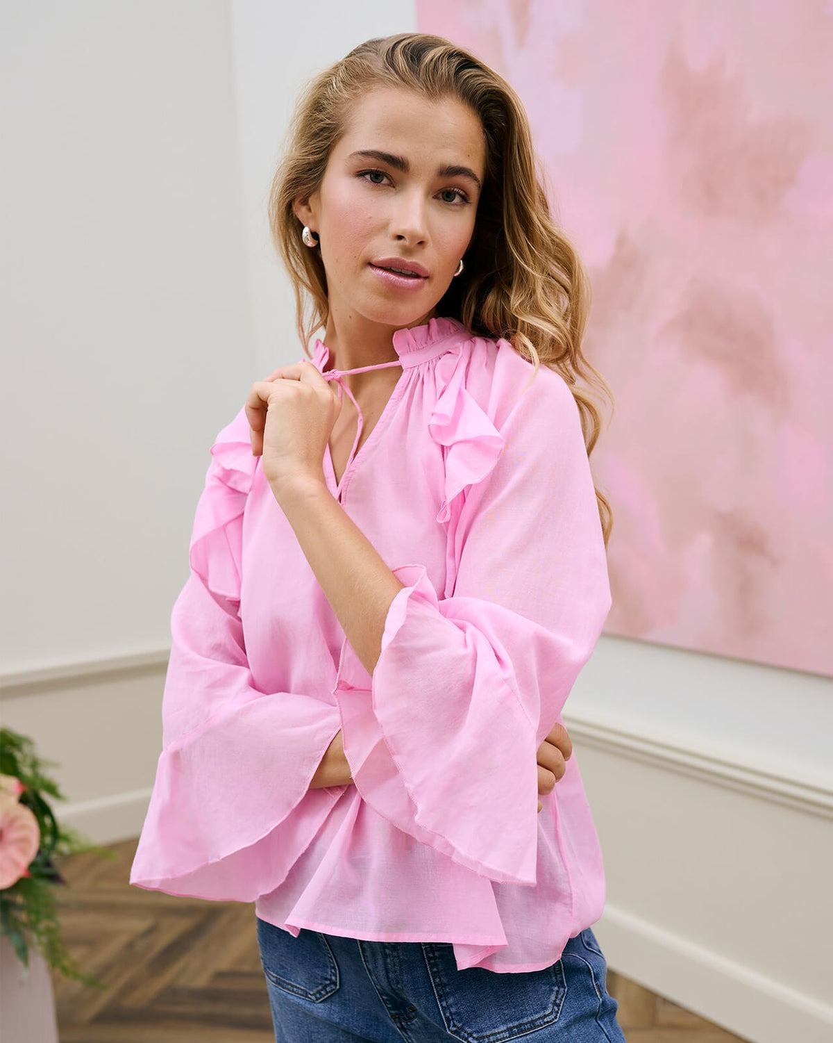 KAFFE Bluse Flora - Pink Frosting