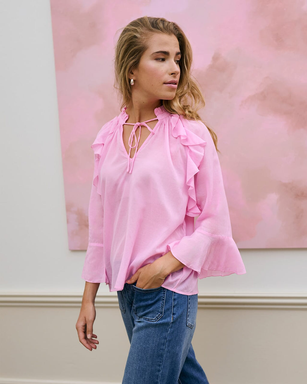 KAFFE Bluse Flora - Pink Frosting