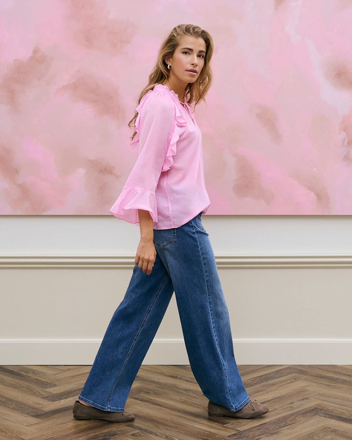 KAFFE Bluse Flora - Pink Frosting