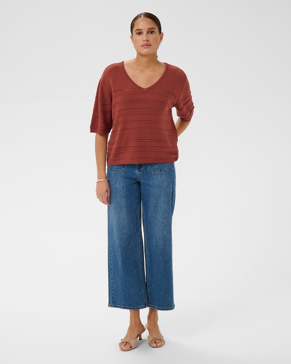 KAFFE Strikket Topp Mellie Knit Pullover - Henna