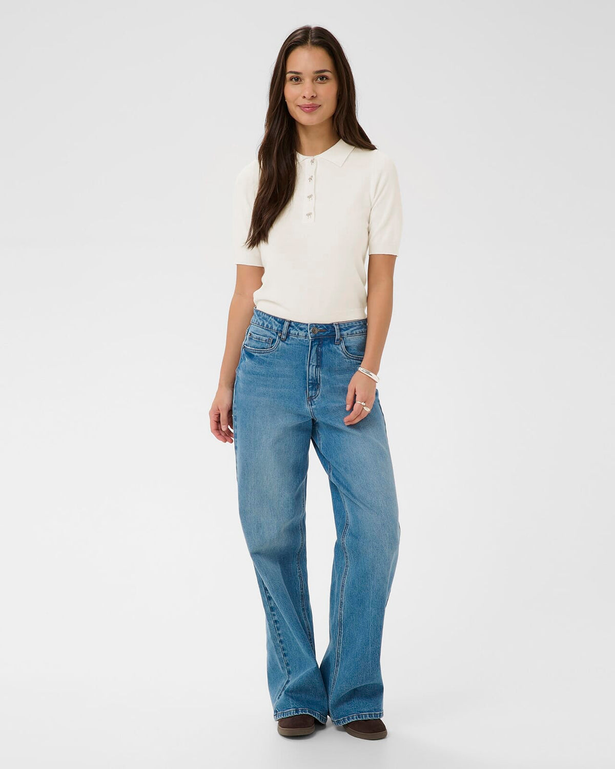 KAFFE Topp Lizza Polo Pullover - Chalk