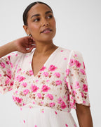 KAFFE Maxikjole Rosine - White Rose Border Flower