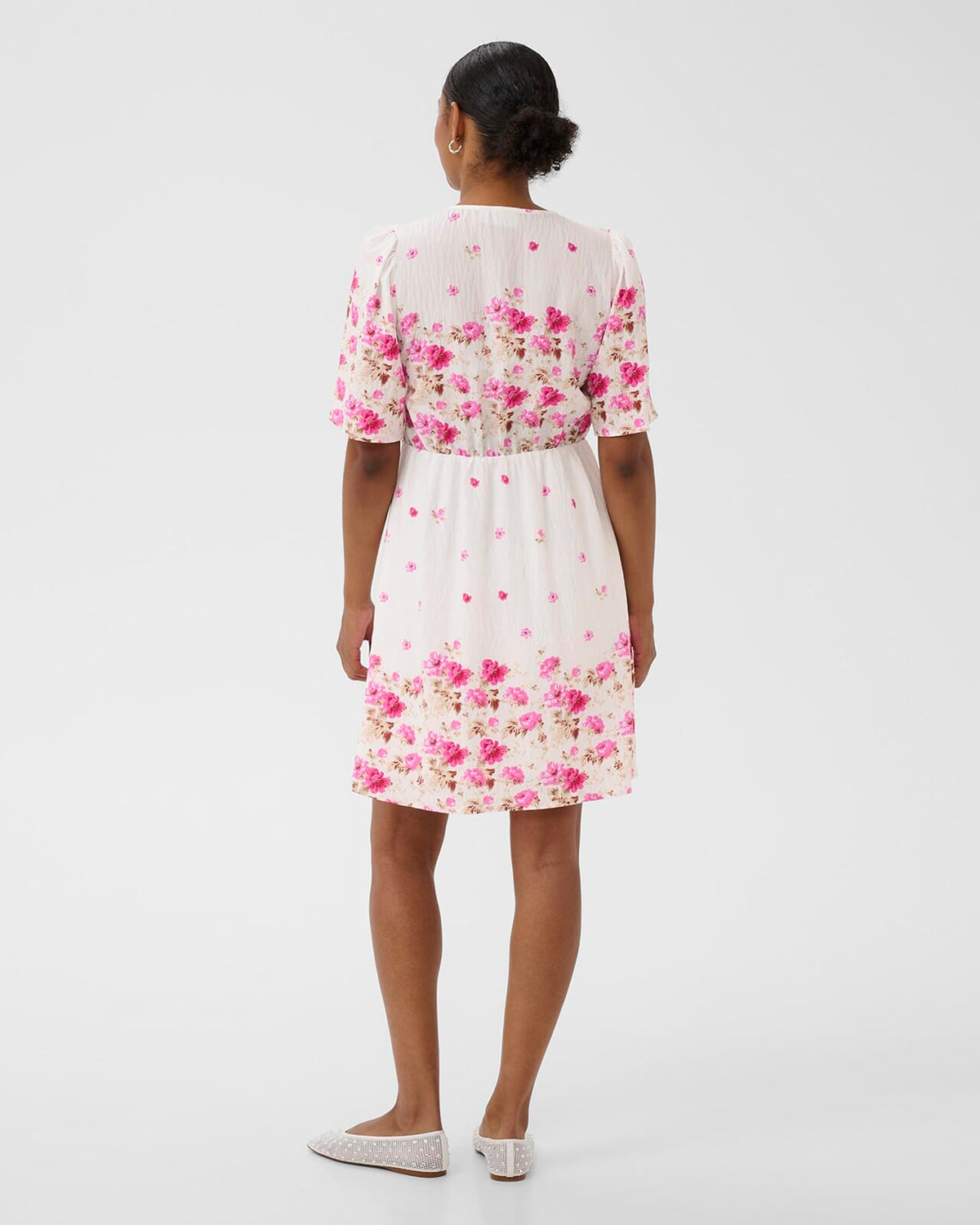 KAFFE Maxikjole Rosine - White Rose Border Flower
