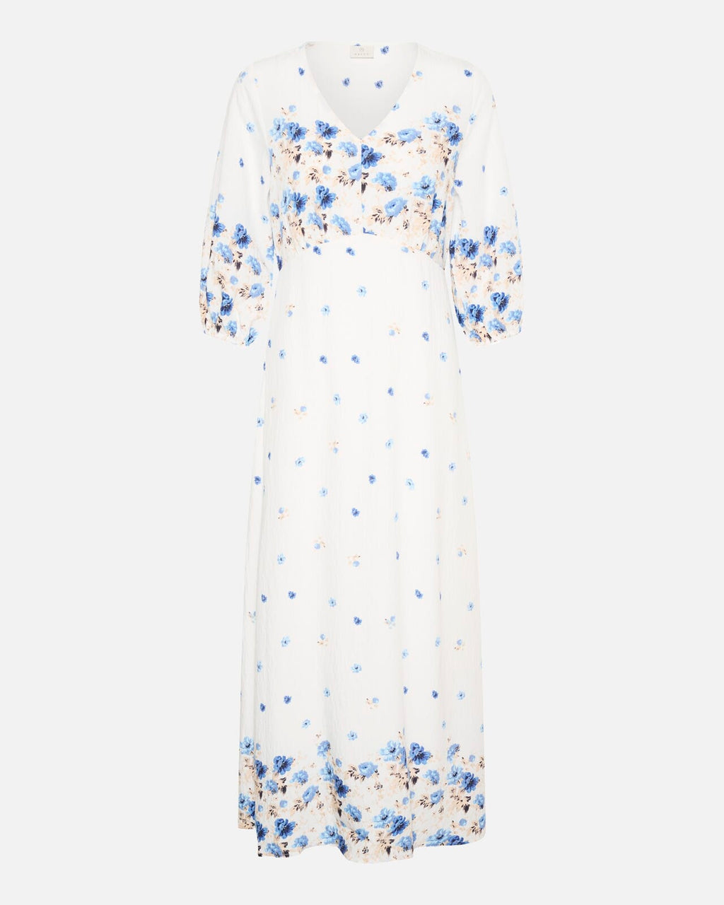 KAFFE Maxikjole Rosine Long Dress - Blue Tones Border Flower