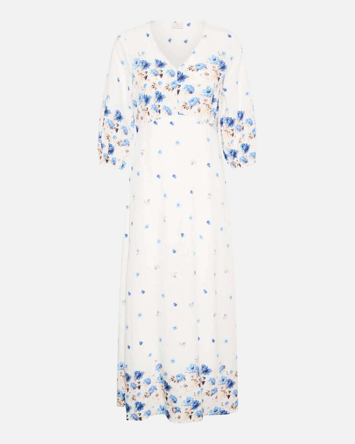 KAFFE Maxikjole Rosine Long Dress - Blue Tones Border Flower
