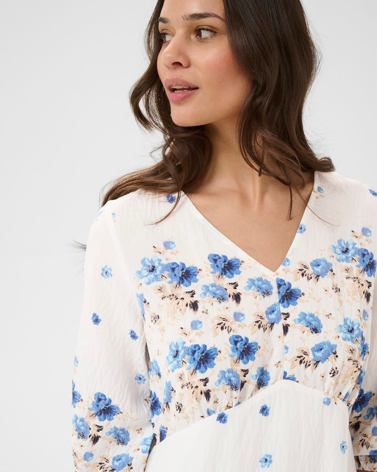KAFFE Maxikjole Rosine Long Dress - Blue Tones Border Flower