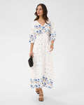 KAFFE Maxikjole Rosine Long Dress - Blue Tones Border Flower
