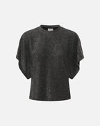 KAFFE Topp Rebecca T-shirt - Silver black glitter