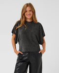 KAFFE Topp Rebecca T-shirt - Silver black glitter