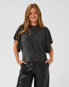 KAFFE Topp Rebecca T-shirt - Silver black glitter