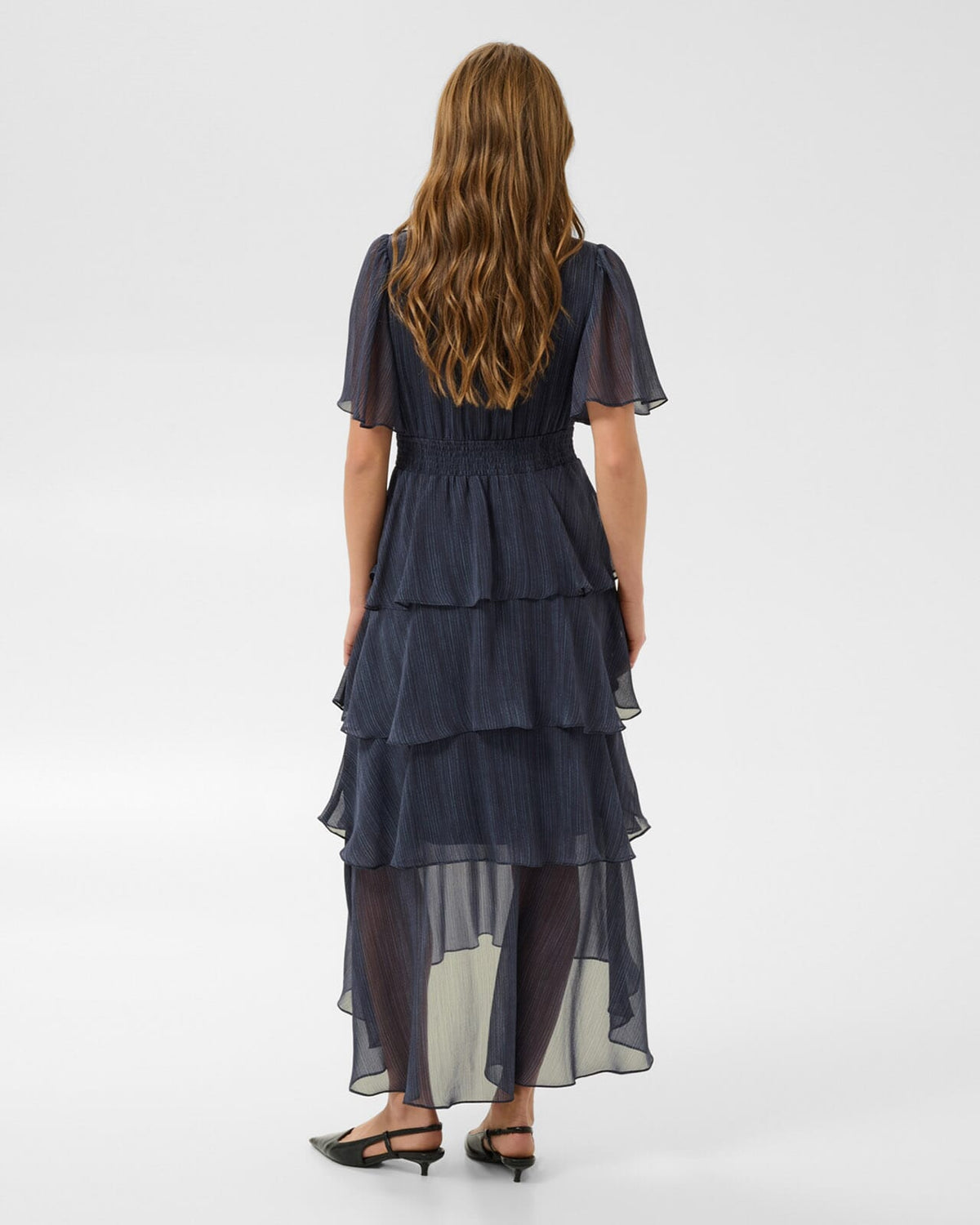 KAFFE Maxikjole Louisa - Blue Blurry Stripe