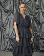KAFFE Maxikjole Louisa - Blue Blurry Stripe