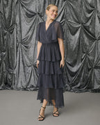 KAFFE Maxikjole Louisa - Blue Blurry Stripe