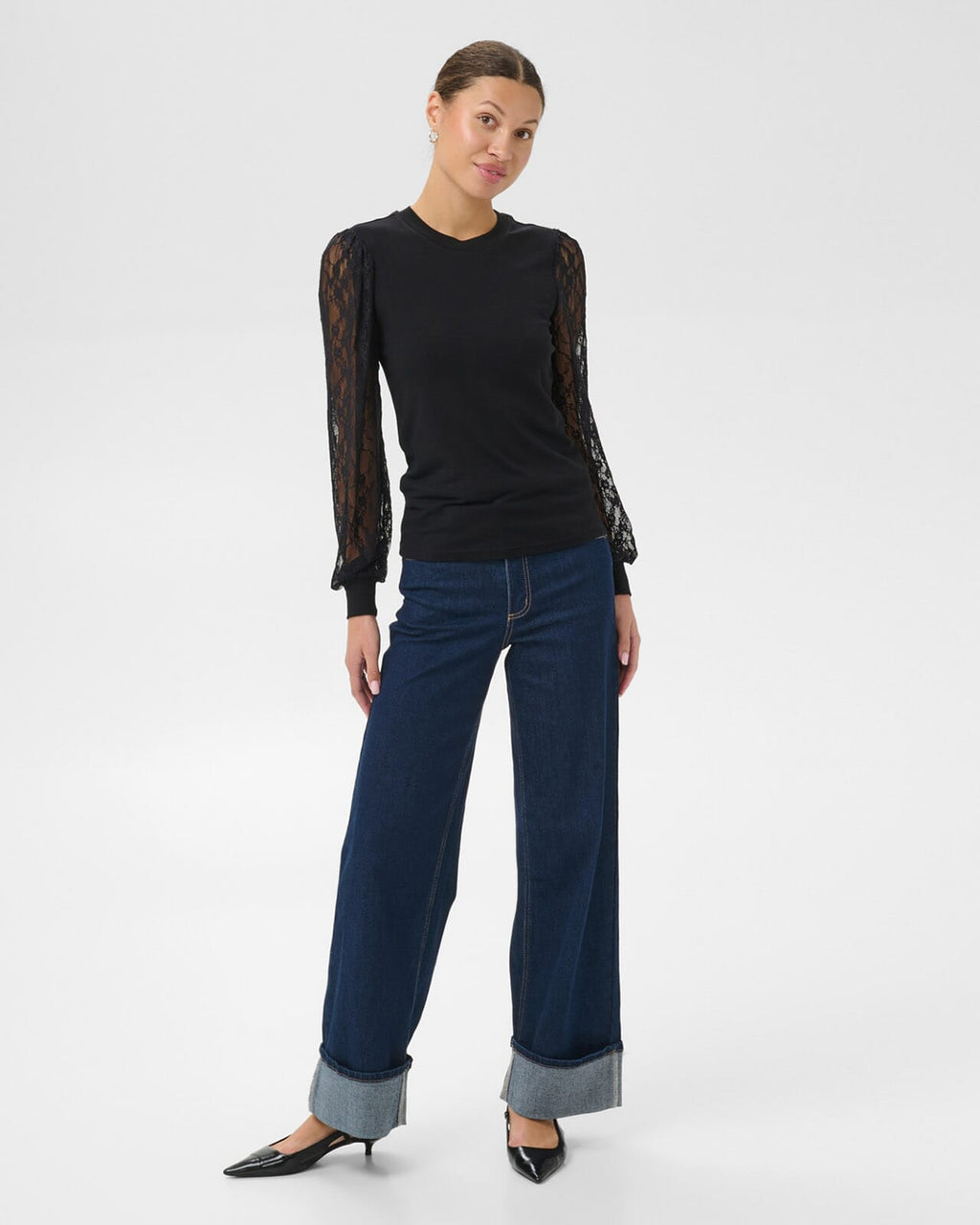 KAFFE Bluse Liana Lace - Black Deep