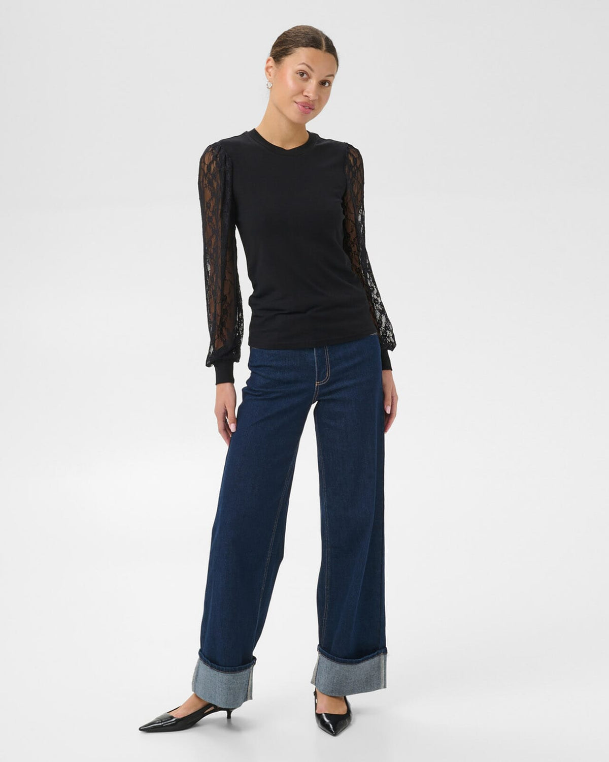 KAFFE Bluse Liana Lace - Black Deep