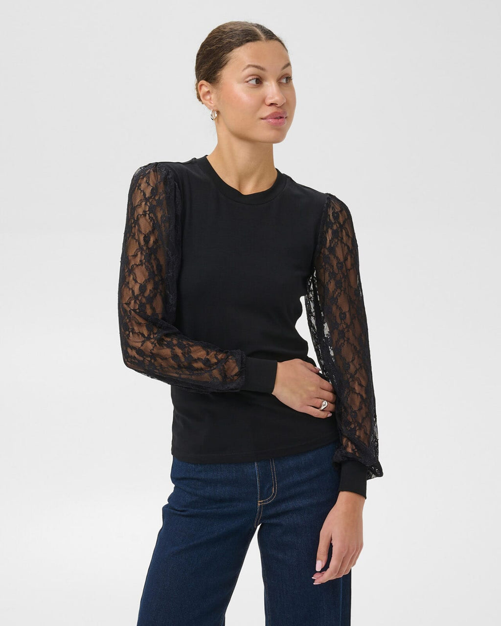 KAFFE Bluse Liana Lace - Black Deep