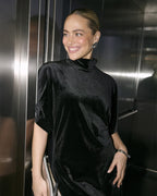 KAFFE Kjole Kelly Velour Wing SL - Black Deep