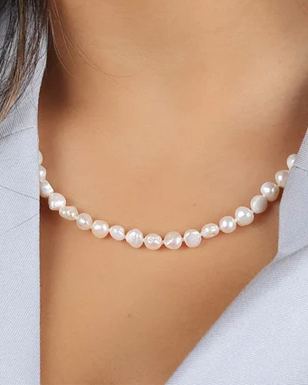 Snö of Sweden Kjede Florence Pearl - Silver/ White
