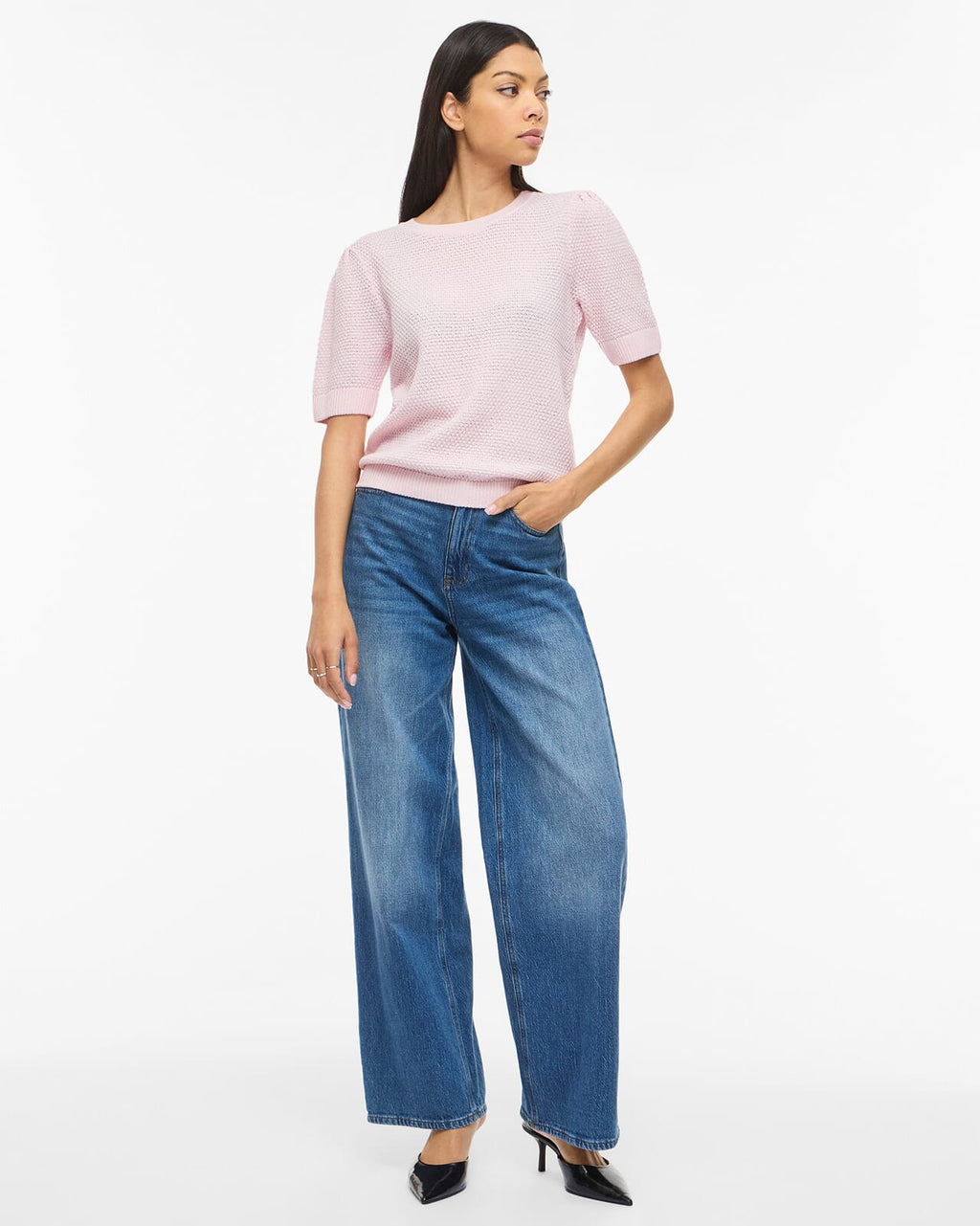 VILA Strikket Topp Dalo SS - Cherry Blossom