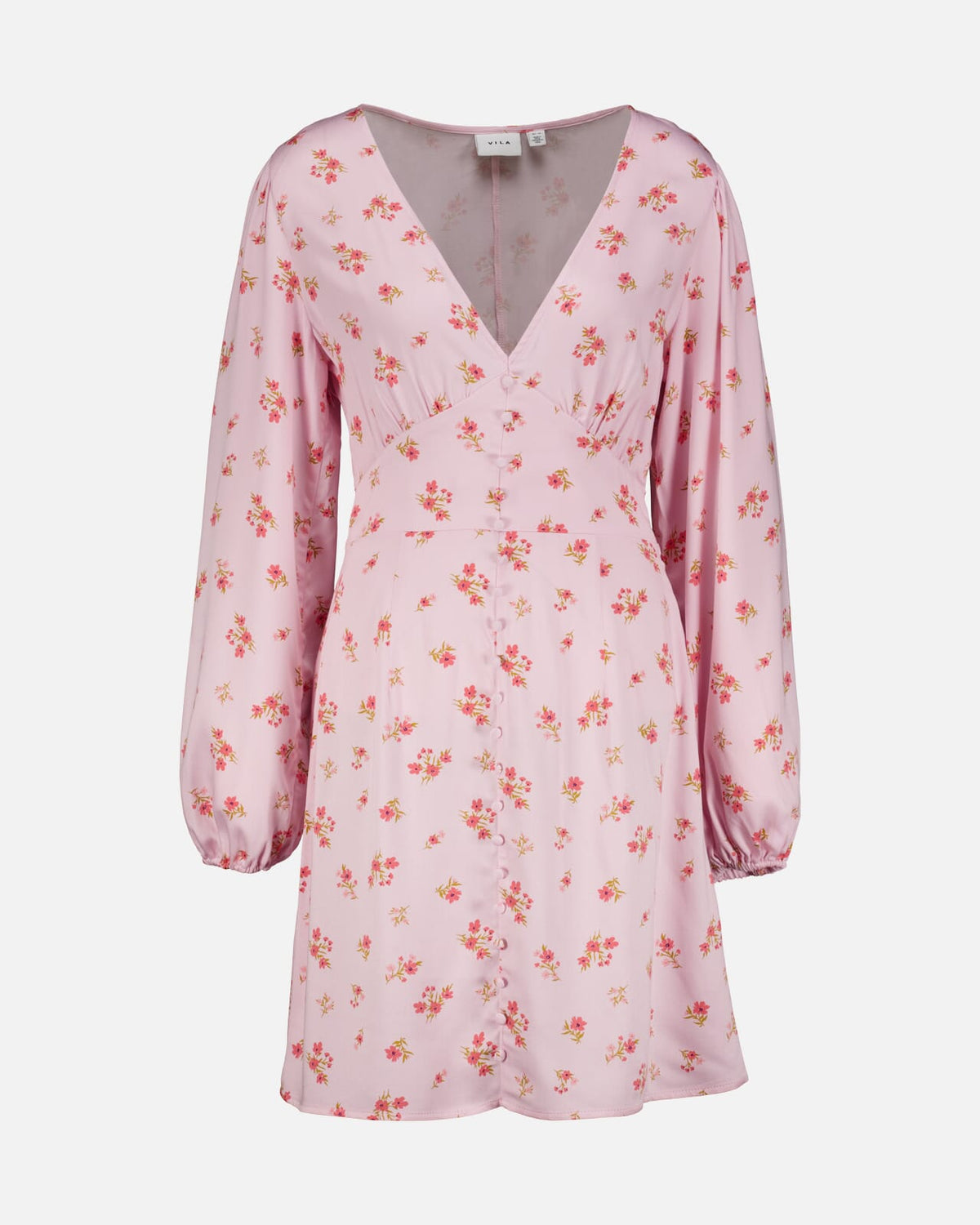 VILA Kjole Malin Corba L/S Short - Cherry Blossom/ Duberry Flowers