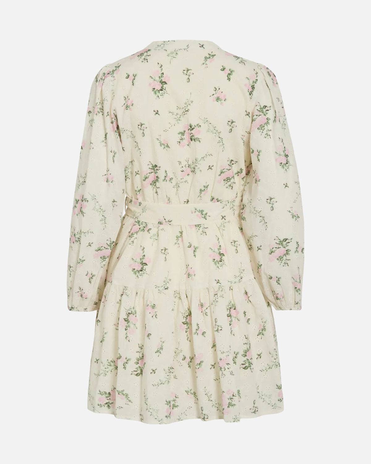 VILA Kjole Miada L/S Emb Short Shirt - Snow White/ Flowers