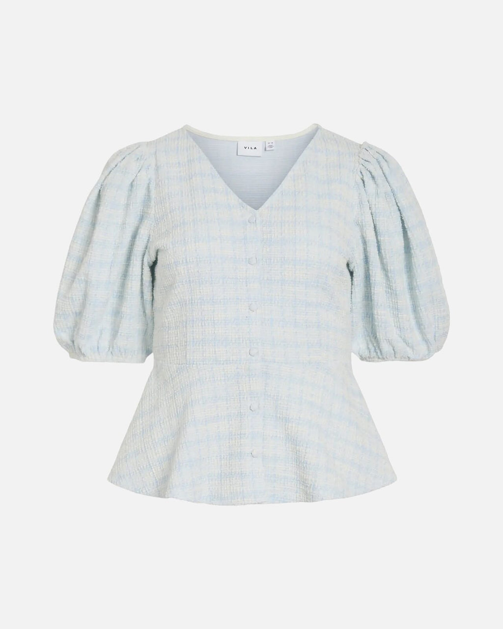 VILA Topp Amy Peplum V-neck 2/4 Peplum - Snow White/ Nantucket Breeze
