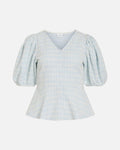 VILA Topp Amy Peplum V-neck 2/4 Peplum - Snow White/ Nantucket Breeze