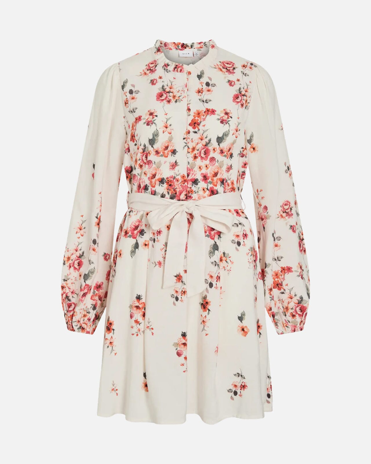 VILA Kjole Elma BAI O-neck L/S Short - Cloud Dancer/ BAI