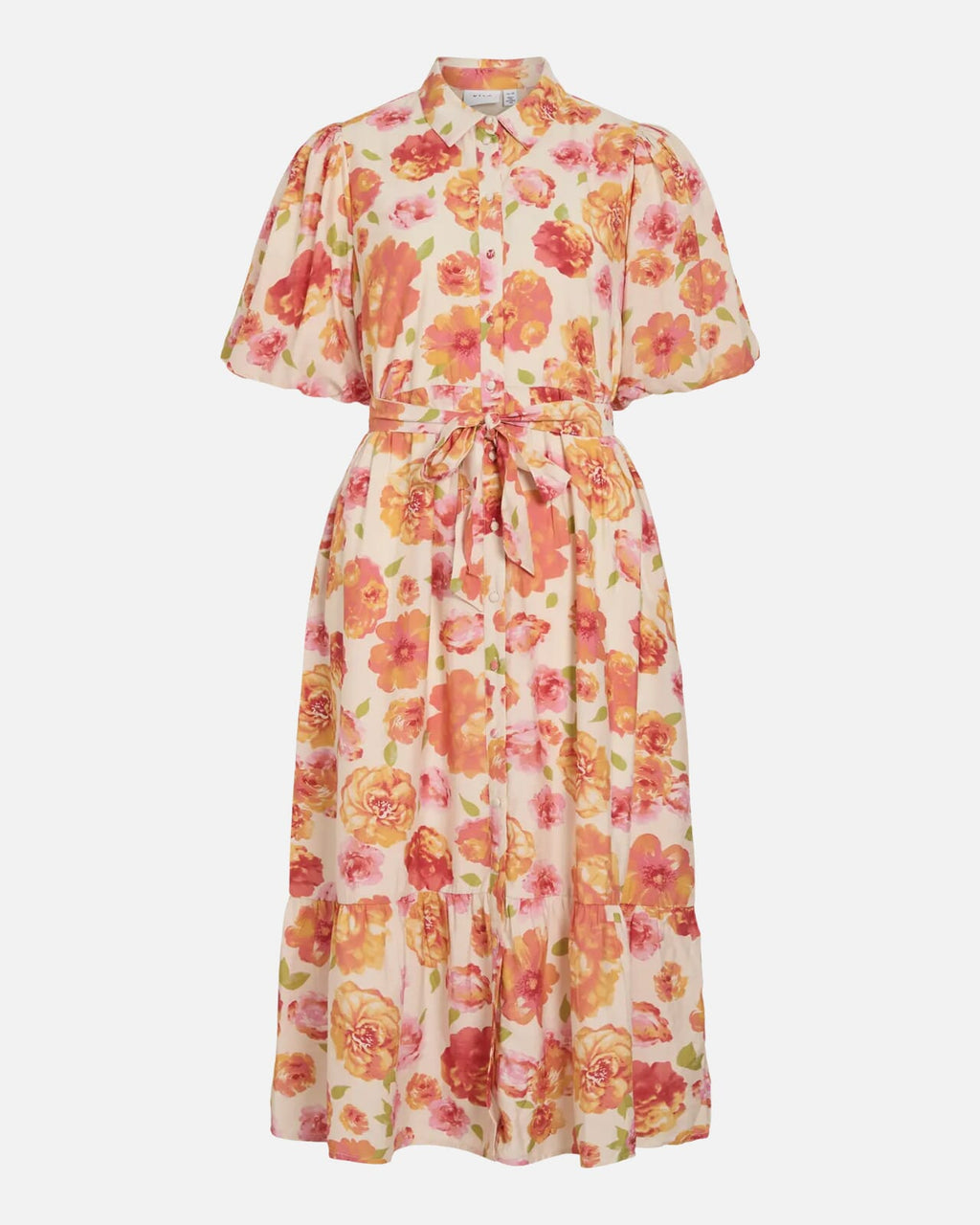 VILA Midikjole Alinia Sol Sol 2/4 Midi Shirt - Snow White/ Flowers