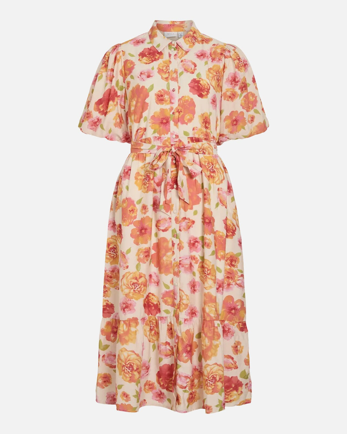 VILA Midikjole Alinia Sol Sol 2/4 Midi Shirt - Snow White/ Flowers