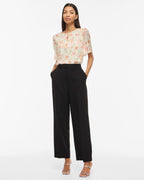 VILA Topp Emma S/S O-neck - Cloud Dancer / Flowers