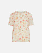 VILA Topp Emma S/S O-neck - Cloud Dancer / Flowers