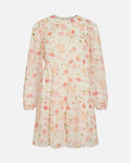 VILA Kjole Emma L/S O-neck - Cloud Dancer/ Flower
