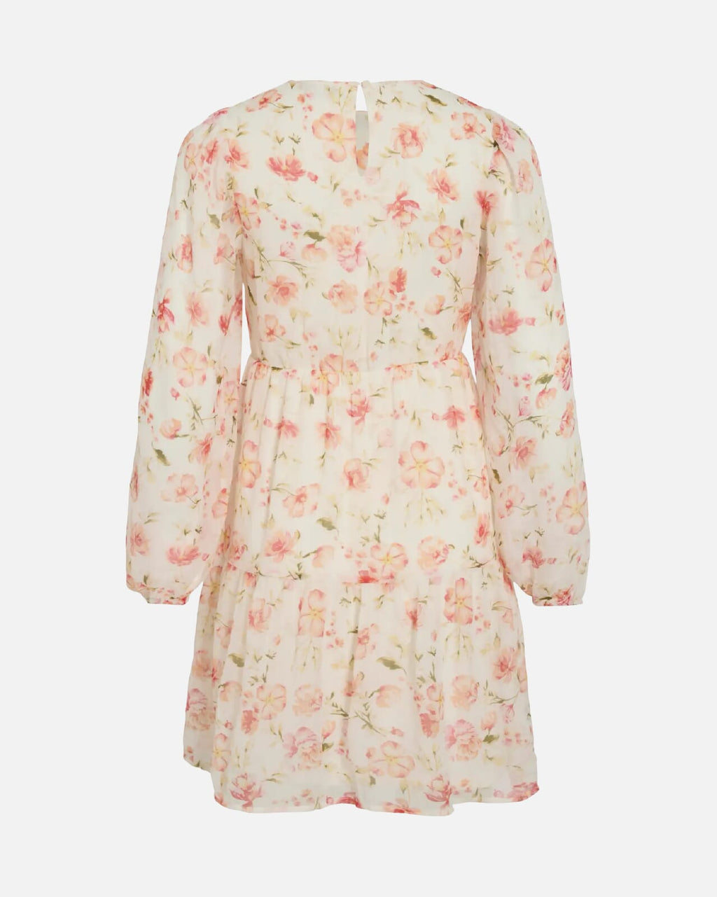 VILA Kjole Emma L/S O-neck - Cloud Dancer/ Flower