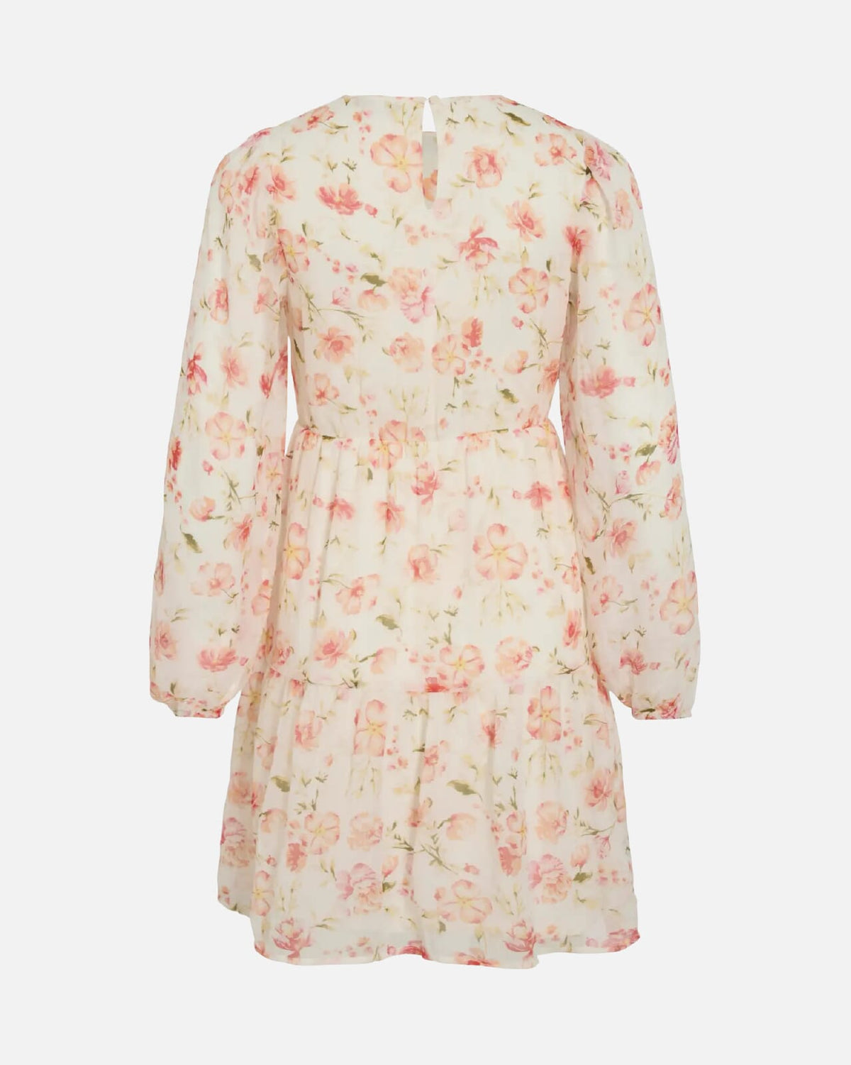 VILA Kjole Emma L/S O-neck - Cloud Dancer/ Flower