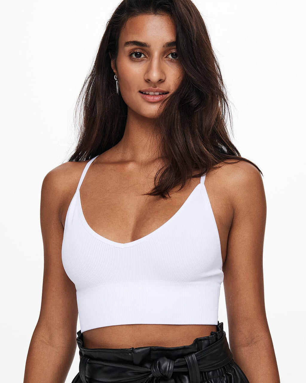 ONLY Topp Vicky Rib Seamless V-Neck - Bright White