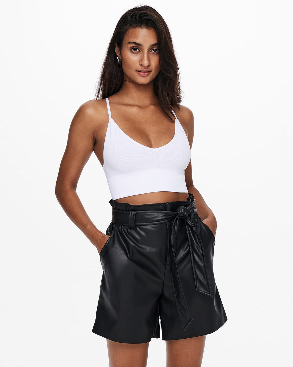 ONLY Topp Vicky Rib Seamless V-Neck - Bright White