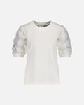 JDY Topp Fairview Life S/S - Cloud Dancer/ Flower Lace
