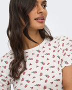 JDY T-skjorte Lucky S/S O-neck - Cloud Dancer/ Rose
