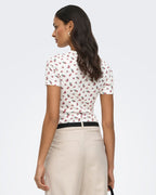 JDY T-skjorte Lucky S/S O-neck - Cloud Dancer/ Rose
