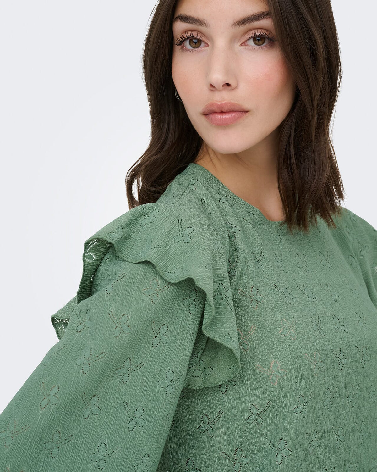 JDY Topp Lollie Frill - Hedge Green